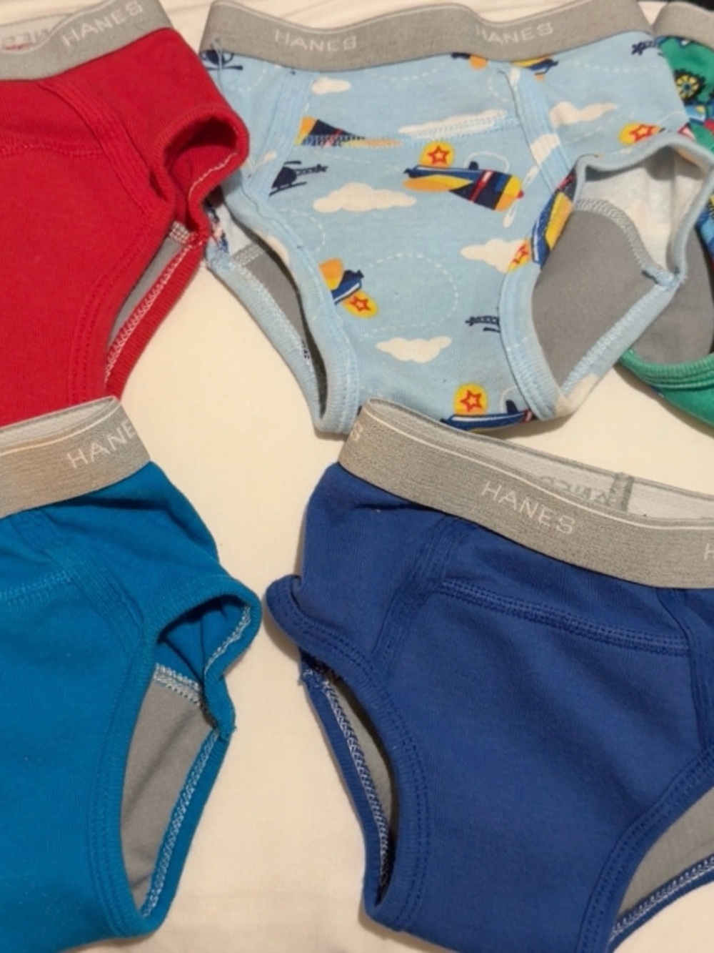 Hanes Kids Briefs Multi-Color Pack - Red, Light Blue, Teal, Blue, Dark Blue